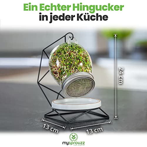 my sprouzz Sprossenglas Keimglas Set | Sprossenglas mit Samen und Kressesieb | Keimglas für Sprossen incl. E-Book | Sprossen Keimgerät Keimschalen für Sprossen | - Image 3