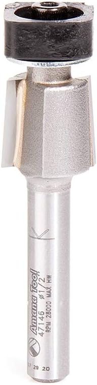 Amana Tool 47146 Laminate Trimmer with Euro TM Square Bearing 1/2 Dia x 1/2 Cut Height x 1/4 Inch Shank Carbide Tipped Router Bit