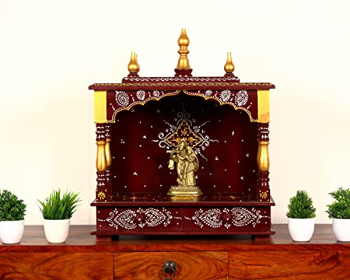 Templo de madera hecho a mano Devyom Rajasthani para hogar