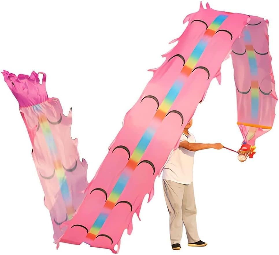 TFG - Ttfd Ribbon Streamers Washable Silk Dancing Dragon Outdoor Fitness Dragon Dance Ribbon Traditional Folk Toys(D,8m/26.2ft)