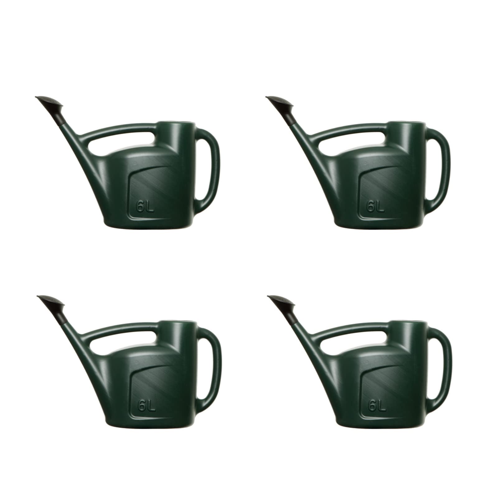 4x Watering Can for Garden Plants Indoor & Outdoor with Detachable Sprinkler Rose Lightweight Water Sprinkler- Green - 6L