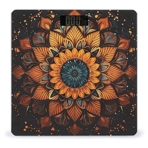 Báscula digital Mandala de vidrio templado para baño miniatura 1