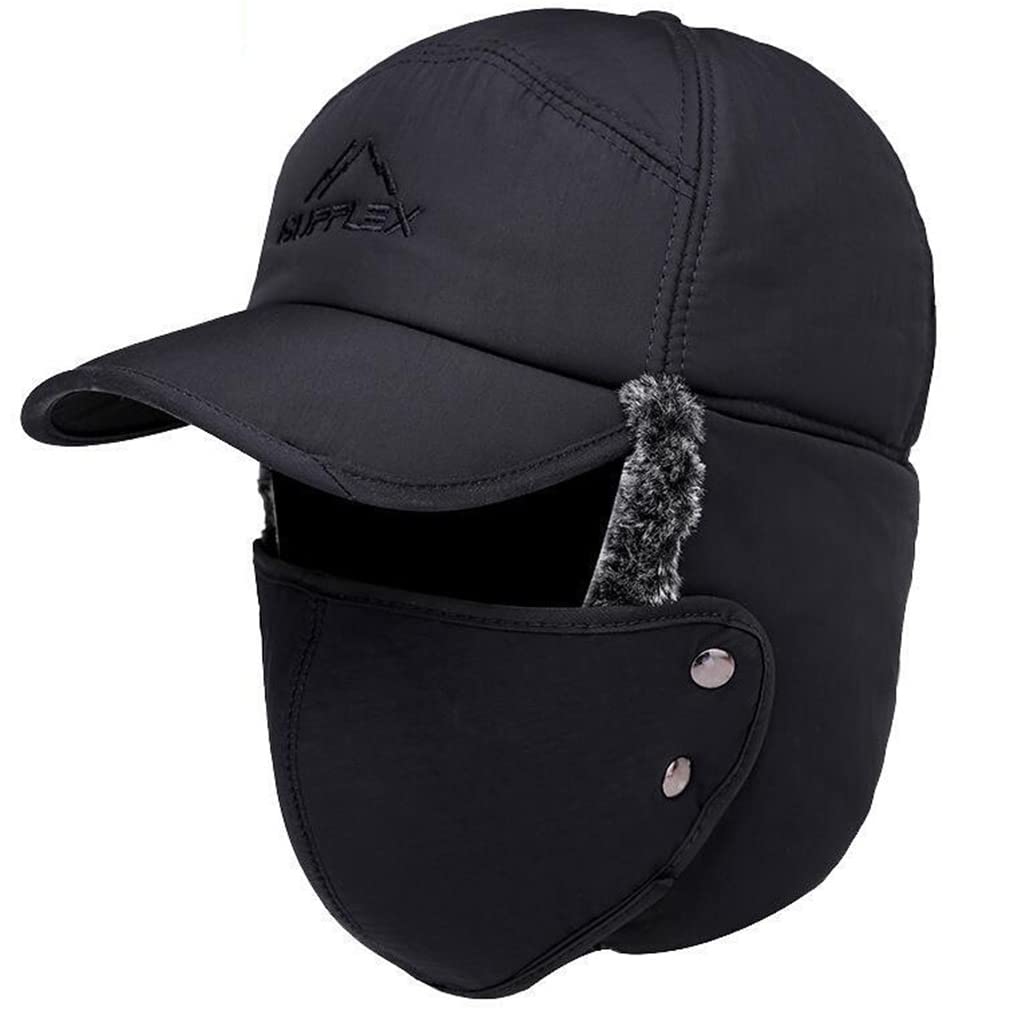 HDBDHDBD Men Russian Hat Lei Feng Hat Winter Warm Earflap Face Cover Ushanka Hat Bomber Hat Thicken for Halloween Xmas New Year