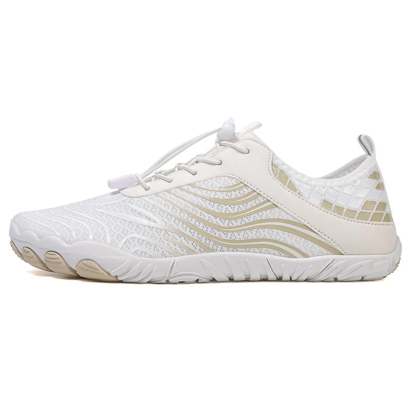 Anti-Slip Rubber Athletic Hiking Water Shoes for Mens Womens | Barefoot Aqua Swim Walking Shoes| Running Shoes Lightweight Sneakers - Color: White-A | Size: 43-image-19