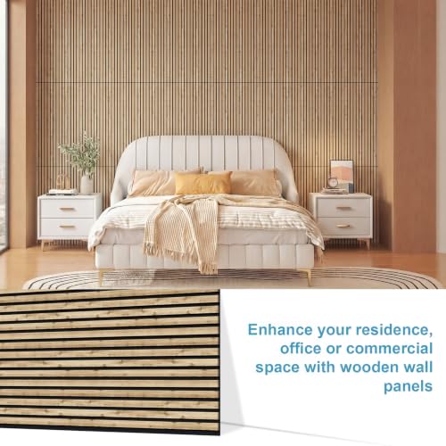 Image of Wood Slat Acoustic Wall Panels, Warm Pine, 4 Pack, 47.2 x 23.6 in