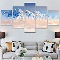 SIGNWIN 5 Panel Canvas Wall Art Modern Art Expressive Landscape Modern Mountain Top Multicolor Photography for Home Decorations Ready to Hang - 60