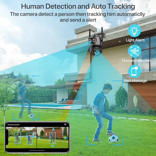 WONSDAR Security Camera Outdoor Wireless Dual Lens Dual Screen 360° 6MP WiFi Camera, Auto Tracking,Human Detection, Color Night Vision,Two-Way Audio by WONSDAR - Used condition - Image 3
