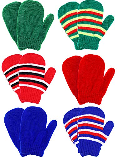 Boao 6 Pairs Stretch Mittens Winter Warm Knitted Gloves for Halloween Party Kids Toddler Supplies (Color 8)
