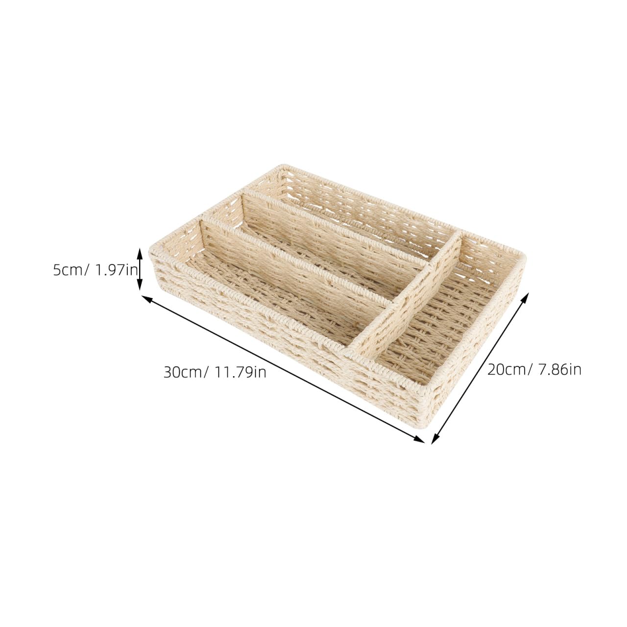 Angoily Organizzatore per cassetti con divisori in Rattan per Posate e Utensili da Cucina in Vimini Naturale