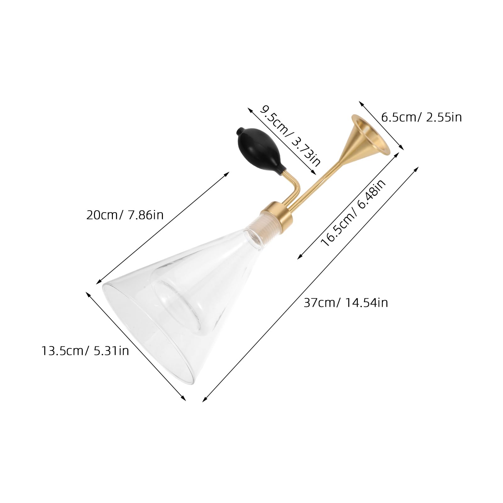 Generic Double-wall Szklany Flakon Do Olejków Eterycznych z Krótką Mosiężną Pompką Przenośny Aromaterapeutyczny Dyfuzor Do Próbkowania Zapachów i Perfum Spa i Podróży