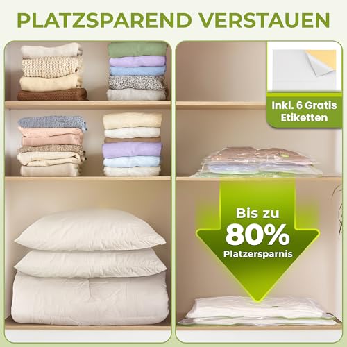 NORDIC® - Vakuumbeutel 6x Größe M (70x50cm) - BPA Frei INKL. ETIKETTEN - Vakuumbeutel für Kleidung,Kissen etc. - Vacuum Storage Bags - Aufbewahrung - Vakuumierbeutel - Beutel Staubsauger