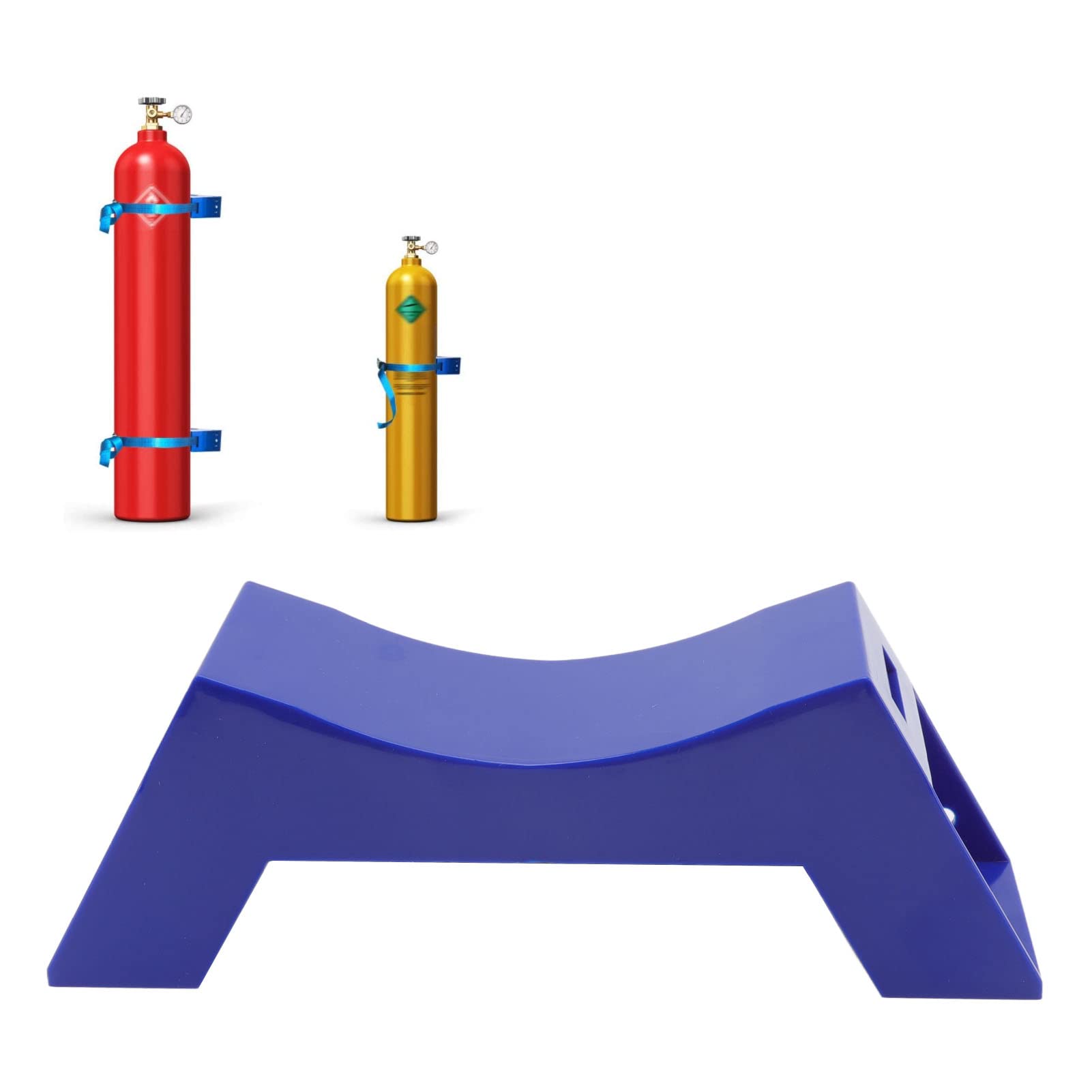 Porte-Cylindre à Gaz, Support de Réservoir de Support Mural avec Sangle de 59 Pouces, Boucle Métallique pour 1 Cylindre Support Fixe en Plastique (BLUE)