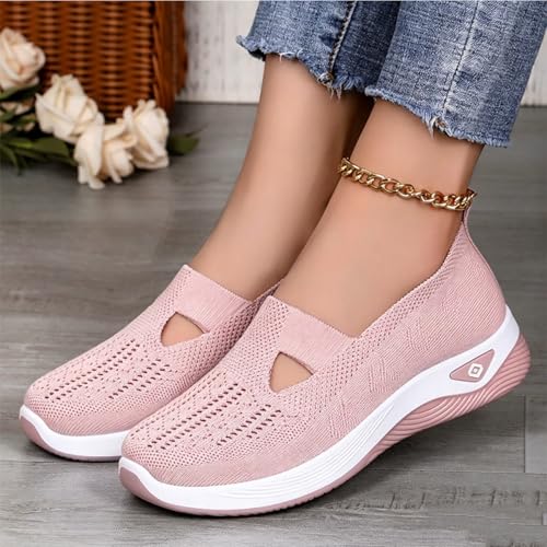 Image of Orthopedic Walking Shoes for Women,2026 New Orthowalkway Womens Shoes,Woven Orthopedic Breathable Walking Sneaker Non-Slip Arch Support Slip on Shoes