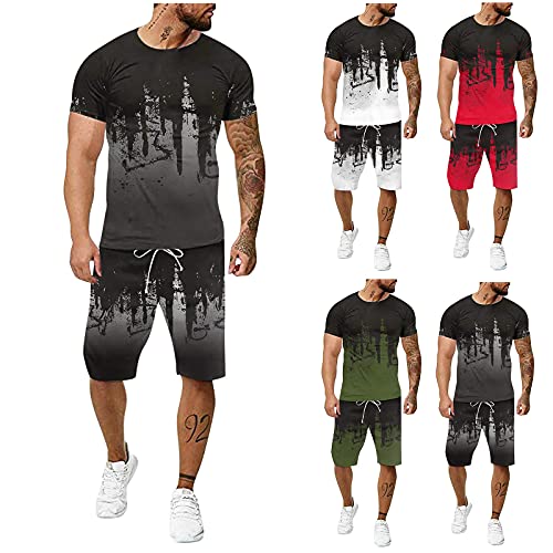 Générique Homme Ensemble Short Et Tee Shirt Imprimé Flamme Sport Homme Sportswear 2 Pièce Sets Ete Chic Pas Cher Grande Taille Decontracte Running Fitness Musculation Ensembles - Image 7
