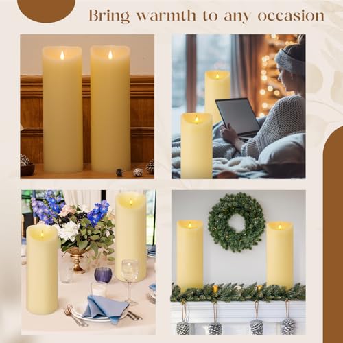 Image of Retisee 2 Pcs Extra Large Flameless Candles 4.7 x15 LED Candles with Remote and Timer, Realistic Battery Operated Candles Big Pillar Flameless Candle for Wedding Christmas Home Decor