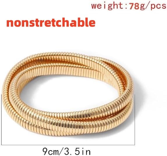 Chunky Bangle Bracelets Coil Stackable Snake Chain Bracelet Interlocking Layered Wrap Bangle Bracelets2