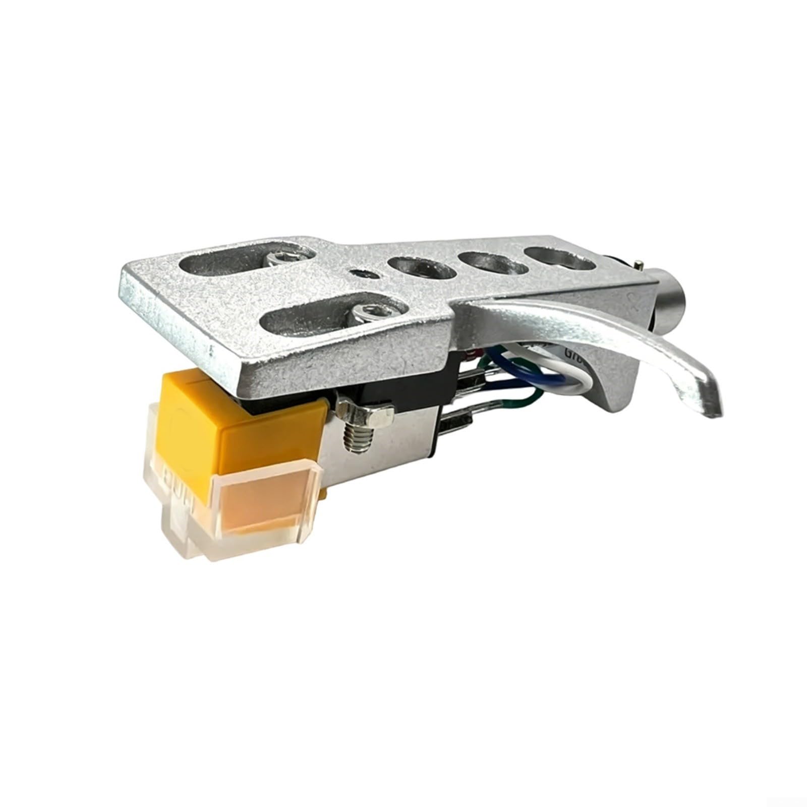AT91 MM - Kit de pastilla y carcasa de aguja de aleación de aluminio para tocadiscos, reproductor de discos de vinilo, voltaje de salida de 3,5 mV (plata)