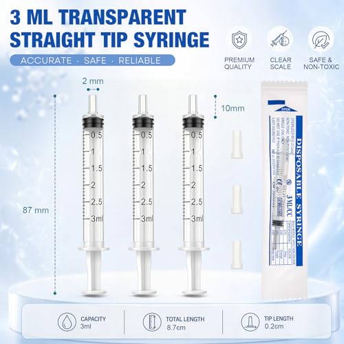 Image of TrelaCo 200 Pcs 3ml Syringe Without Needle with Cap, 3cc Oral Syringe