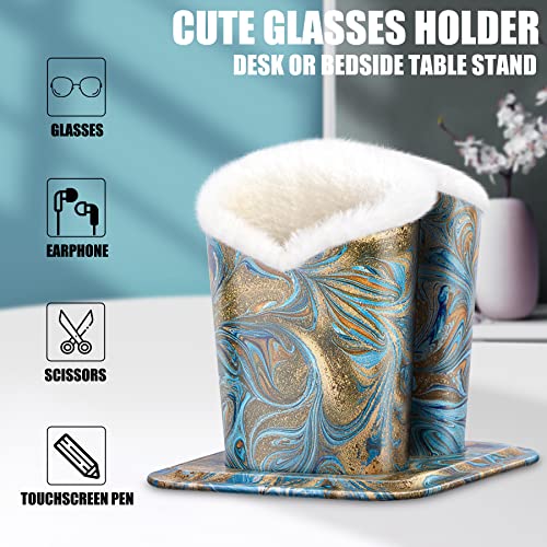 Image of bvya Double Eyeglasses Holder Plush Lined Stand Glasses Protective Holder