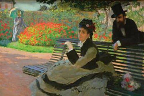 Peel & Stick Wall Decal: Camille Monet on a Garden Bench by Claude Monet (36 in x 24 in)