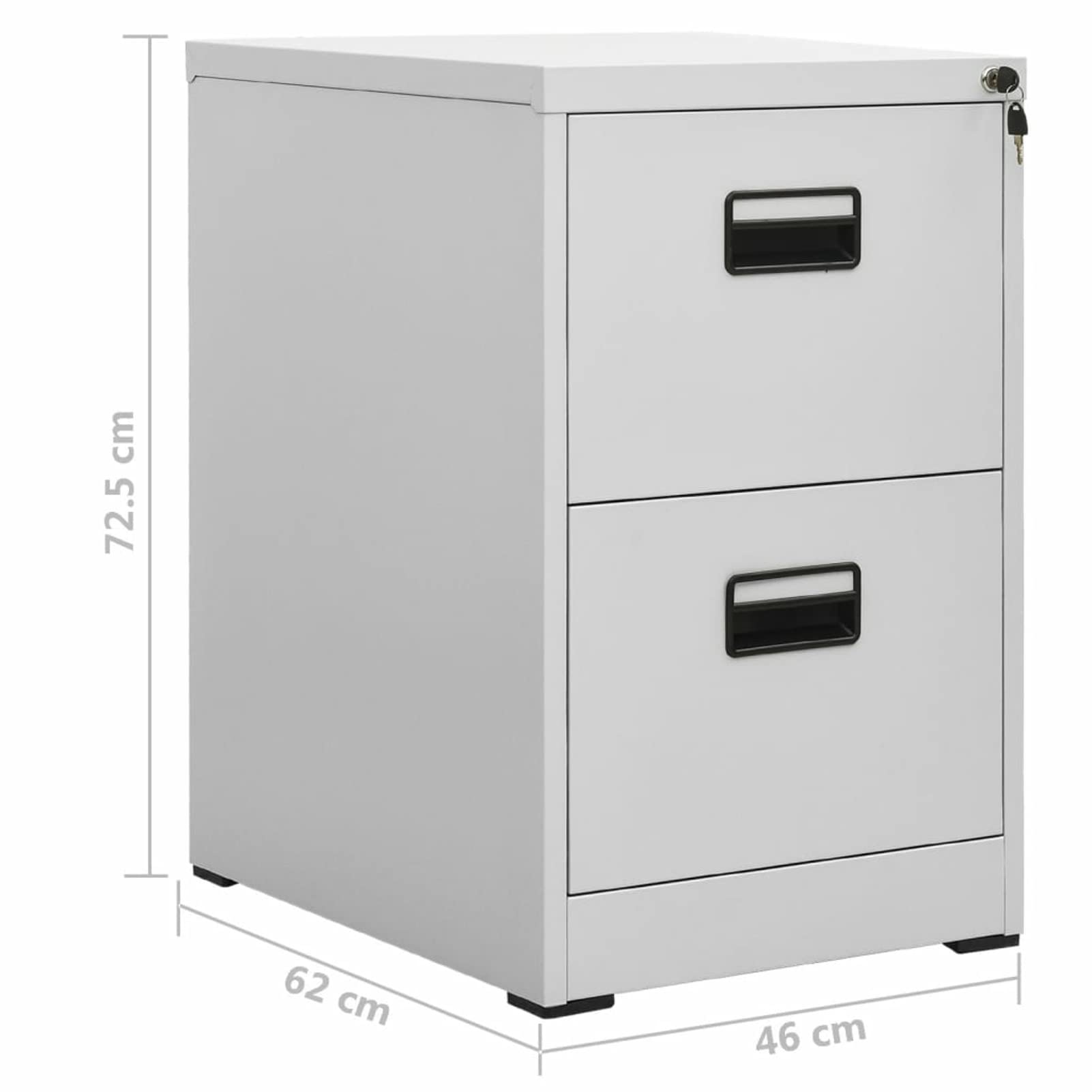 Homgoday Archivador gris claro 46 x 62 x 72,5 cm de acero, armario de oficina y estudio, archivador de archivo con cerradura, mueble portaobjetos estantes ahorra espacio mueble armario de