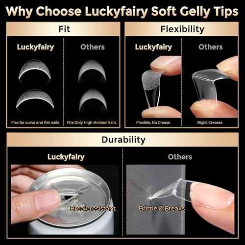Image of Luckyfairy Medium Stiletto Nail Tips 504Pcs X-Soft Gel Fake Nails | 12 Sizes Pre-Shaped Half Matte Full Cover Stiletto Nails, Natural Almond Shape, Break-Resistant, Home DIY Nail Salon Quality