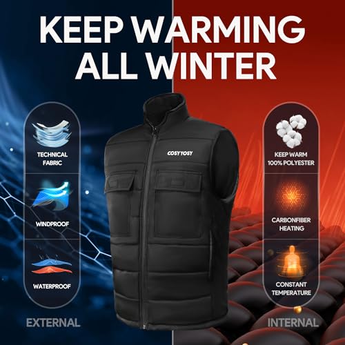 Image of Heated Vest for Men Women, 6 Pockets, 4 Heating Zones, Electric Outdoors Heating Jacket Coat (Battery Not Included)