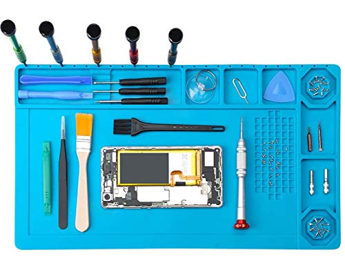 POHZE 作業マット 卓上作業マット 38 * 21cm 500℃高温熱風に耐える 断熱パッド 無毒 静電気防止 滑り止め 溶接用 パソコン分解修理用ツール シリコン製 POHZE 作業マット 卓上作業マット 38 * 21cm 500℃高温熱風に耐える 断熱パッド 無毒 静電気防止 滑り止め 溶接用 パソコン分解修理用ツール シリコン製