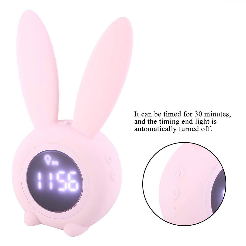 Fdit Multifunktions Cartoon Kaninchen LED Bildschirm Timing Alarm Temperatur Tischuhr MEHRWEG VERPACKUNG(Rosa)