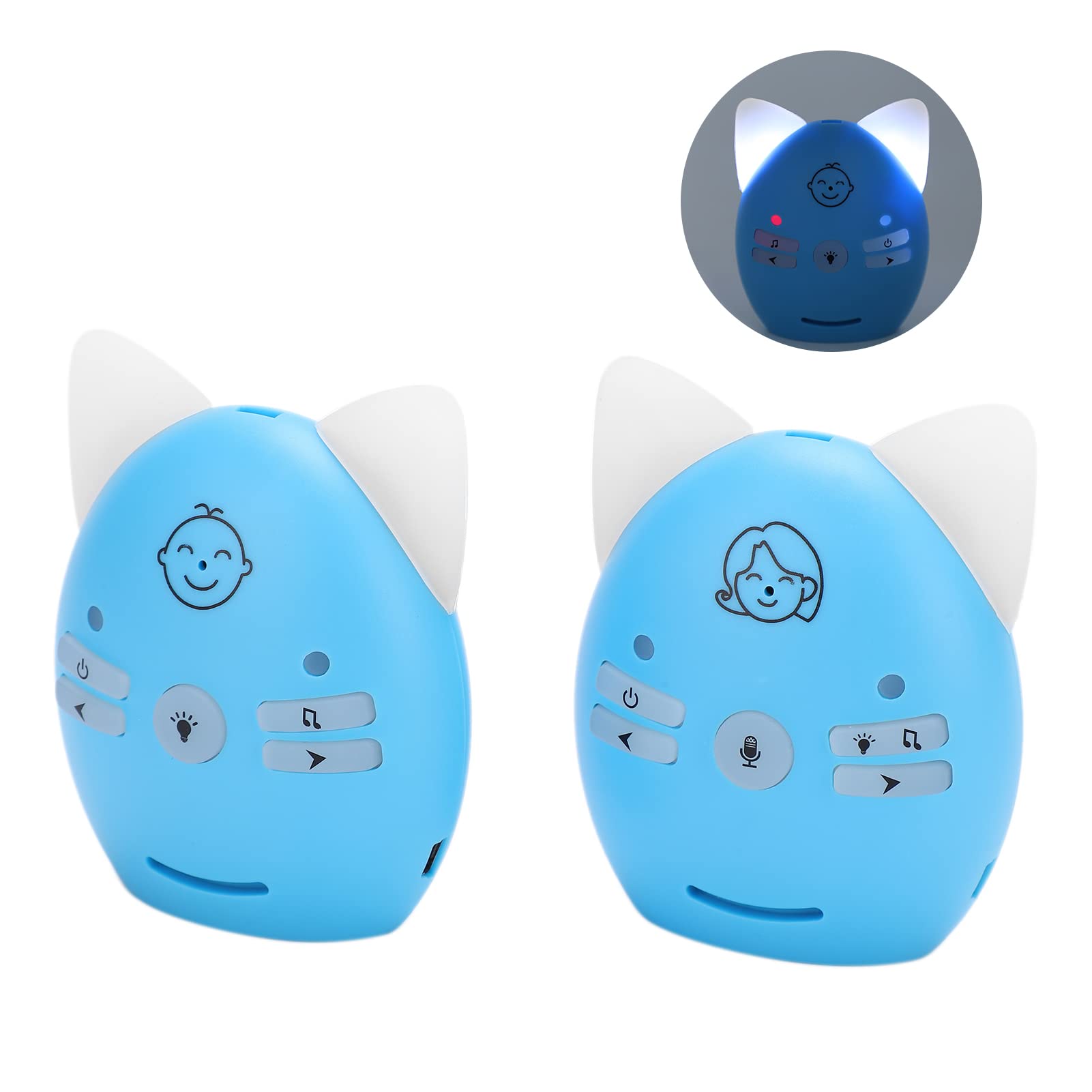 RiToEasysports Baby Monitor Audio Digitale, Viva Voce Bidirezionale con Luci Notturne e Allarme Sonoro, per Camera dei Bambini (Spina UE 100-240 V)