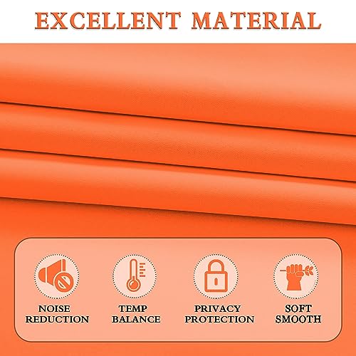 Image of Extra 108 Inch Long Vibrant Orange Curtains for Villa Livingroom, Vibrant Orange Privacy and Thermal Insulated Blackout Drapes for Long Windows,W52 x L108,Set of 2 Panels