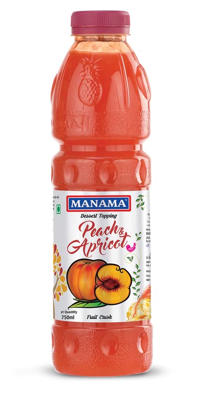 Manama Peach and Apricot Fruit Crush for Dessert Toppings Like Ice Creams and Shakes, 750ML