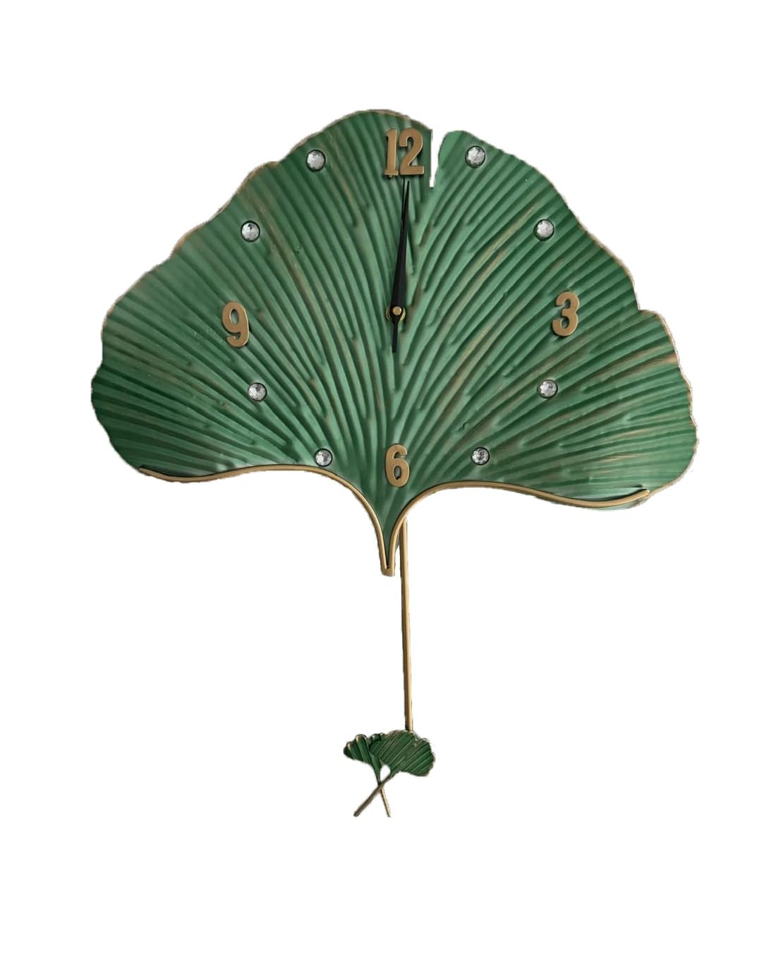 Prakal Auspicious Deer Wall Clock Nordic Brief Design Living Room Decoration Kitchen Mute Clocks Art Wall Watch Home Decor (Ginkgo Leaf)