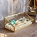 Utopz Golden Glass Jewelry Box, Cosmetic Display Box Clear Glass Jewel Case Makeup Organizers, Lidded Treasure Box Perfect for Desktop, Dresser, Bathroom and Home Decor, Gold Brass Edge, Trapezoid
