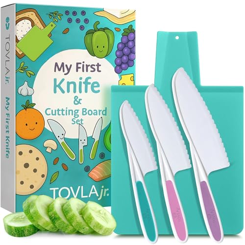 Image of TOVLA JR. Premium Montessori Kid-Safe Knife & Cutting Board Set – Real Kitchen Tools for Toddlers & Young Kids Learning to Cook, Safe & Easy for Begin...