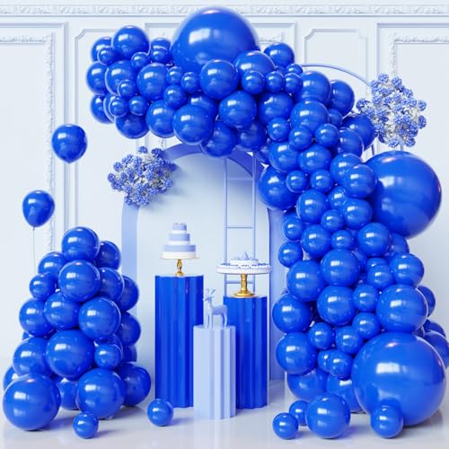 Image of Blue Balloons Arch Kit,130pcs Royal Blue Balloon Garland,Different Sizes Blue Latex Balloons for Graduation Party,Baby Shower,Gender Reveal,Under The Sea Birthday Party Decorations