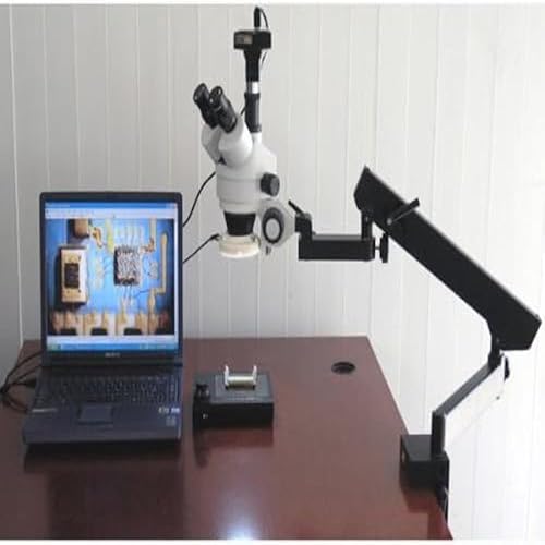 Miniatura 8 de AmScope SM-6TZ Microscopio de zoom estéreo trinocular profesional, ocular WH10x, aumento de 3.5X-90X, objetivo de zoom 0.7X-4.5X, iluminación