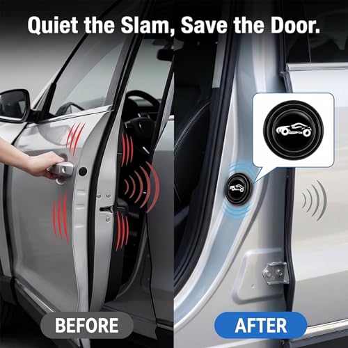 Image of Oblivion Universal Car Door Shock Absorber Pads 18 Pcs - Anti-Collision Rubber Gaskets, Silicone Noise-Reducing Stickers, PVC Shock-Absorbing Side Protection Guards, Durable Seal Accessories