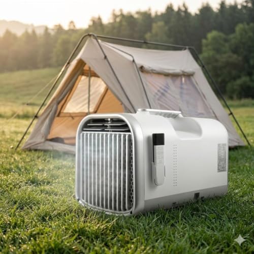 Przenośny klimatyzator kempingowy 4400/5100 BTU, klimatyzator samochodowy 4 w 1 z szybkim chłodzeniem, niski poziom hałasu, timer 12 h, do namiotu, przyczepy kempingowej i samochodu kempingowego