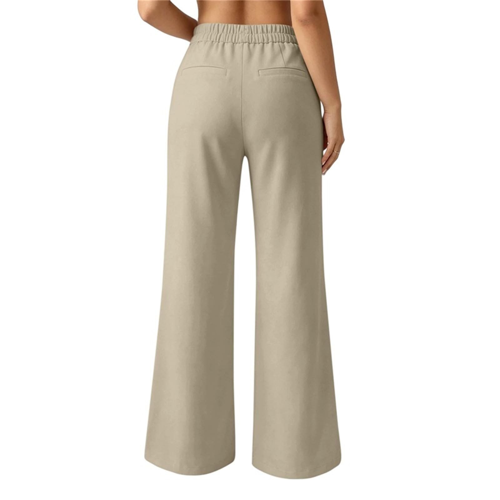 Générique Pantalon De Loisir pour Femme avec Taille Élastique Et Poches Avant - Pantalons Large Style Ville À Coupe Droite, Idéal comme Pantalon Décontracté pour Le Quotidien Et Le Week-End