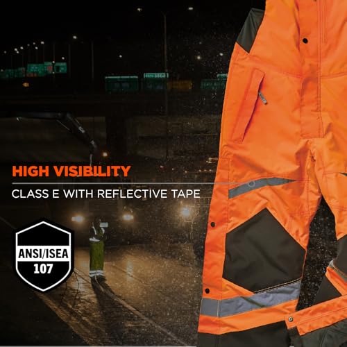 Image of Ergodyne GloWear 8928 Insulated Thermal Bib Overalls, High Visibility, Weather-Resistant