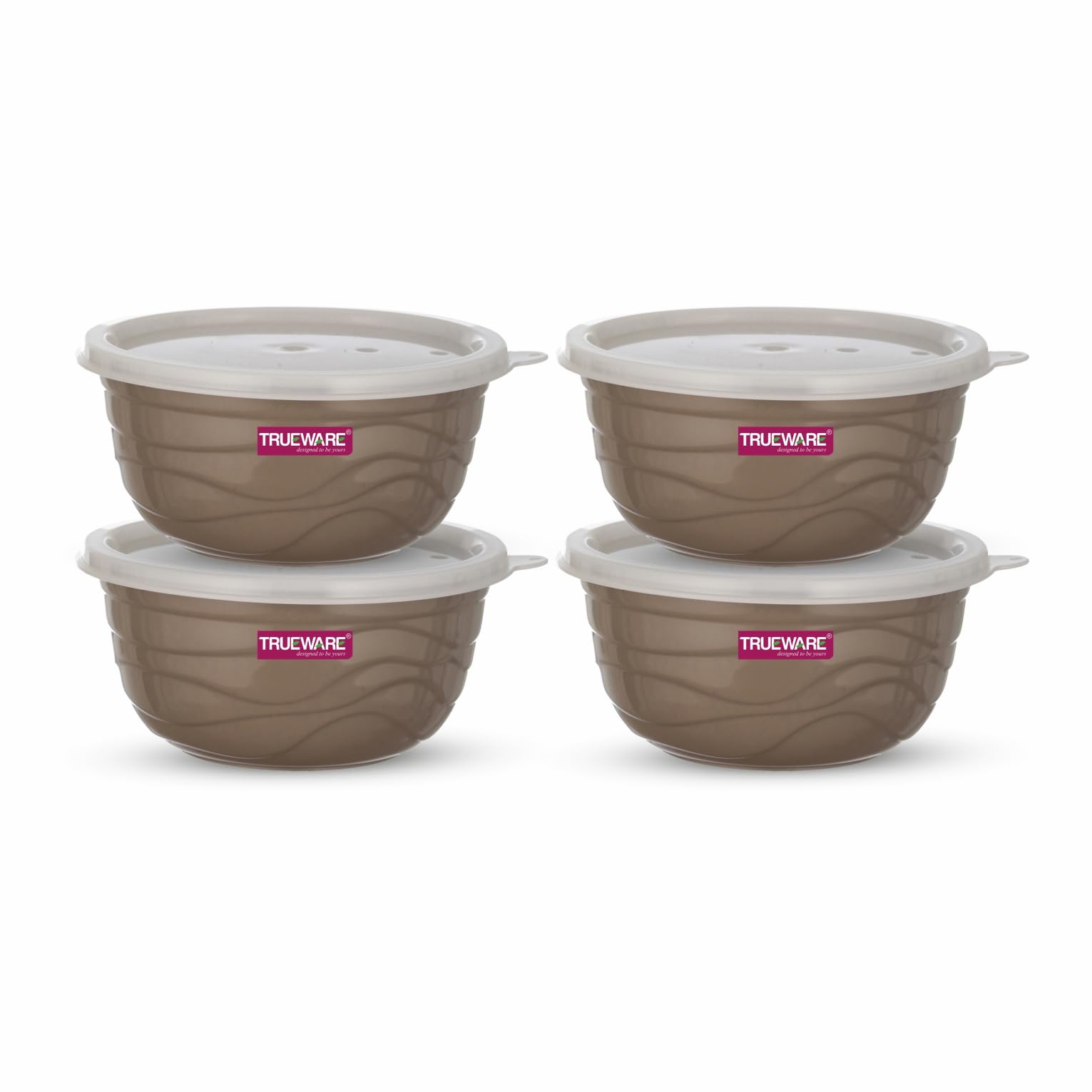 Trueware Oliver Microwave Safe Bowl |Dishwasher Safe | Bowl Sets, Bowl, Serving Bowl with lid |1400 ML Each | Florra Stainless Steel Serving Bowls, Microwave Bowl | Mixing Bowl Set of 4 with Lid-Brown (B0CPSSJ7LH) Amazon Price History, Amazon Price Tracker