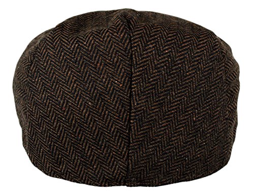 Image of Wonderful Fashion Men's Classic Herringbone Tweed Wool Blend Newsboy Ivy Hat (Large /X-Large, Charcoal)