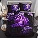 WONGS BEDDING Bettwäsche 3D Rose Bettbezug 200×200 Bettwäsche Set 3 Teilig Bettbezüge Mikrofaser Bettbezug mit Reißverschluss und 2 Kissenbezug 50x75cm(Lila)