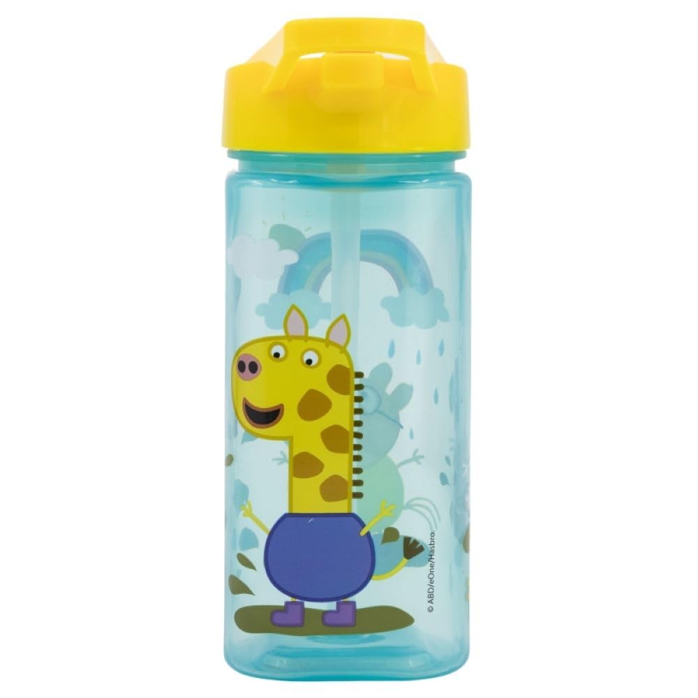 OM SUPPLIES Peppa Reusable Square Water Bottle Drink Bottle with built-in handle for Easy Carry School Lunch Kids Childrens 510ml BPA free Plastic (Peppa) - Image 4