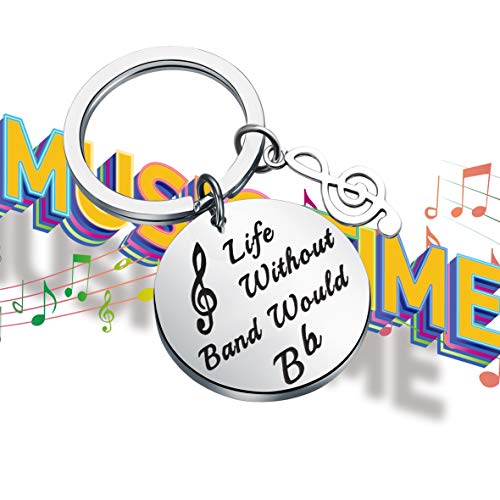 Bekech Music Gifts Life Without Band Would B Flat Keychain With Musical Note Charm Treble Clef Jewelry Gift For Musician Music Teacher Music Lover (Silver) #TOP5