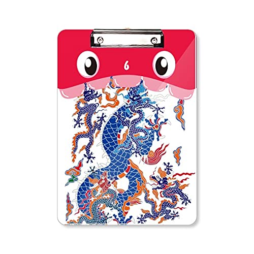 Porte-bloc A4 dragon chinois dossier rigide au design artistique pour le bureau