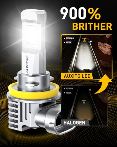 Image of AUXITO H11 /H9 /H16 /H8 LED Fog Light Bulbs, 6500K Cool White, 30000LM Brighter, Plug & Play, True Mini Size, Long Lifespan LED Fog Lights, Pack of 2