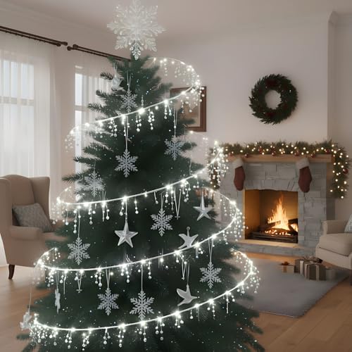 Hiboom 33ft Christmas Tree Crystal Fairy Light Garland Decor Acrylic