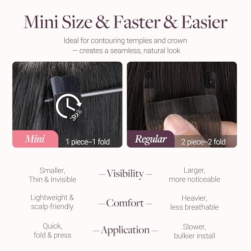 Image of GOO GOO Tape in Hair Extensions, Soft Skin Weft Seamless, Remy Human Hair | Mini Tape Cut to Fit, Easy Install, 18 Inch 40g 10PCS, 4 /27 /4 Balayage Chocolate Brown to Caramel Blonde